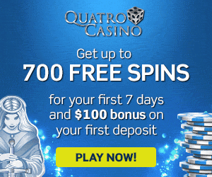 Quatro Casino $100 free spins NDB + 100% up to $100 bonus