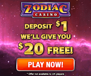 deposit £1 and get bonus at zodiac casino